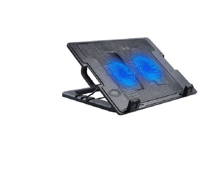 Dual-Fan Adjustable Laptop Cooling Pad with LED Airflow System