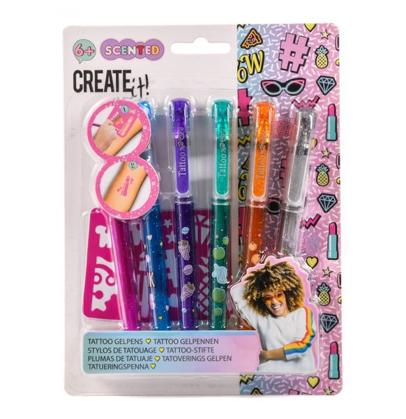 Create It! Tattoo Perfume Pen 6 Pack &amp; Stencil