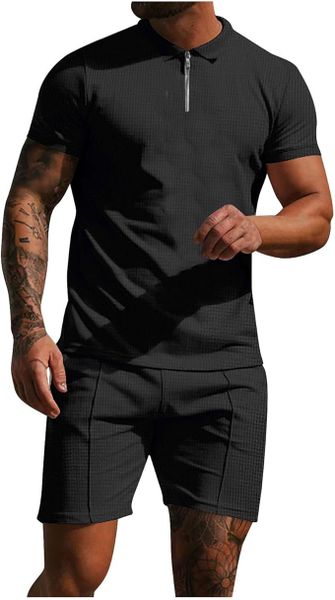 Golf Shirt + Casual Shorts For Men - Men's Summer Casual Tracksuit - Beige