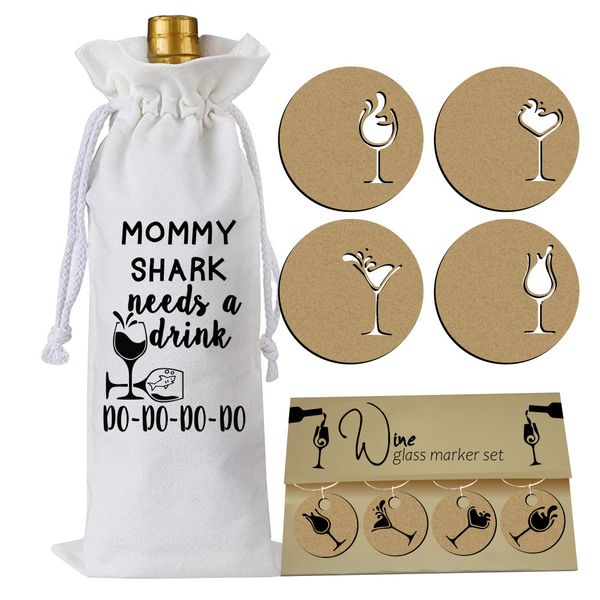 Pappa Joe – Wine Bag Gift Set - Mommy Shark Needs A Drink