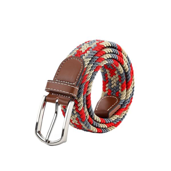 Multicolor Pin Styles Metal Buckle Knitted Canvas Elastic Waist Belt