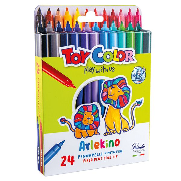 Toy Colour Fine Tip Fibre Pens: 24 Colours
