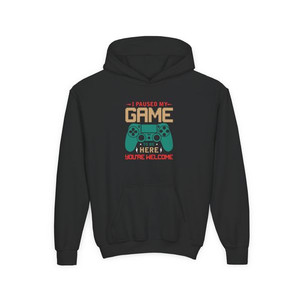 Paused my Game to be Here Kids Hoodie