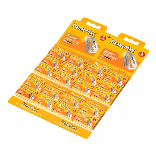 Super Stainless Razor Blades, Double Edge, 5 Blades Per Pack, 10 Tucks
