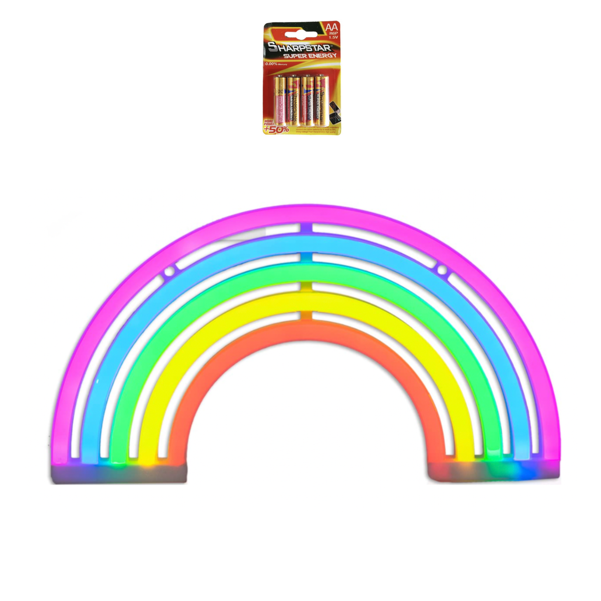 Battery/USB Operated Neon Rainbow LED Light with 4 x AA Batteries