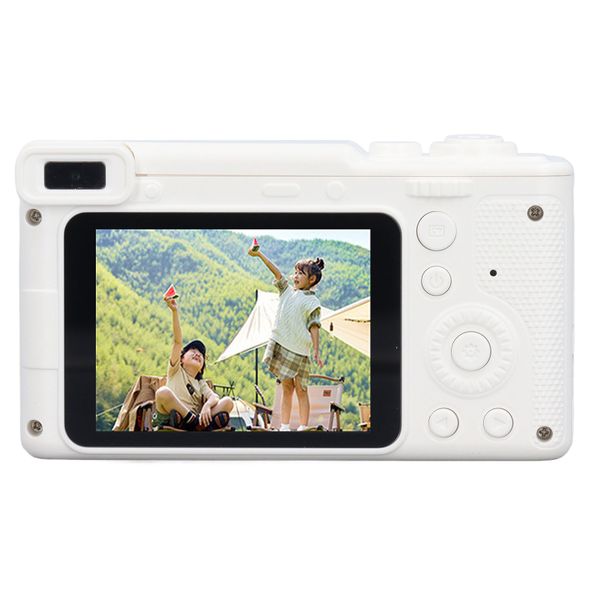 Compact Vlogging Camera, 2.4" IPS, 8X Zoom, Dual Lens Autofocus, White