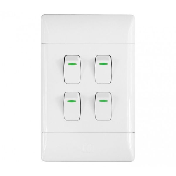 Cbi Light Switch - 4 Lever - 1 Way - White - 4mm x 2mm - 3 Pack