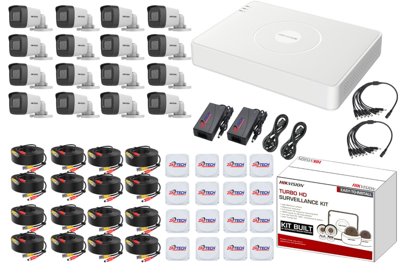 Hikvision 16CH CCTV Kit with 2MP Cameras, 20m Cables &amp; Junction Boxes