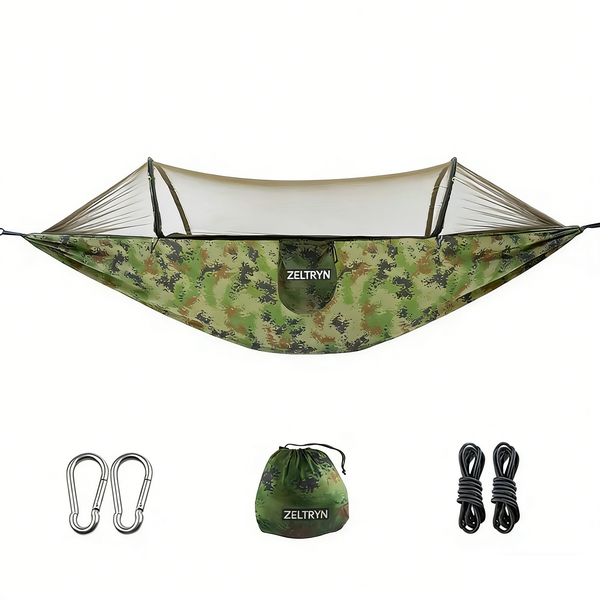 ZELTRYN Camouflage Mosquito Net Hammock 2-in-1 for Outdoor Camping