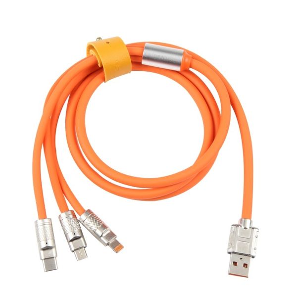 3 in 1 Silicone Zinc Alloy Cable with Type C, Micro USB &amp; Lightning 1.2m