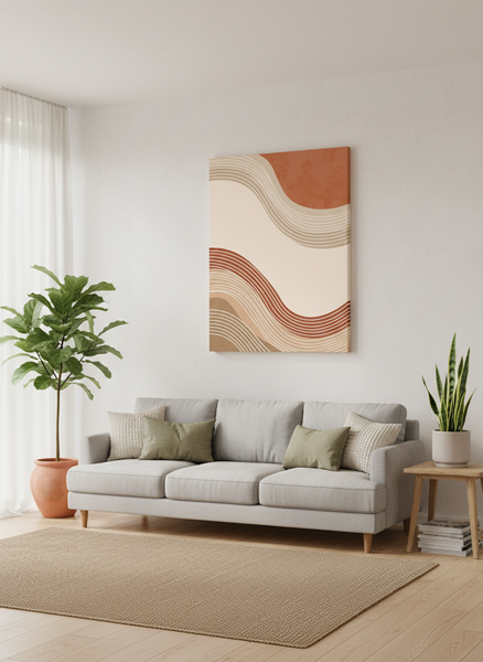 Abstract Art Ready to Hang Contemporary Art - Modern Abstract Waves Canvas