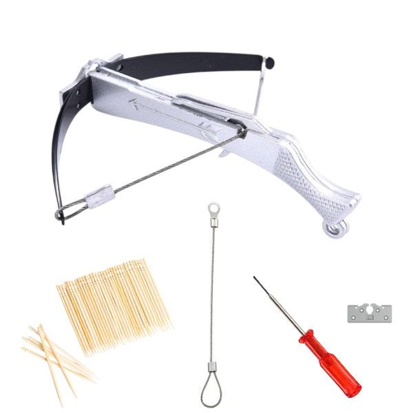 11-Pieces Mini Metal Toothpick Crossbow Kit - Multicolor