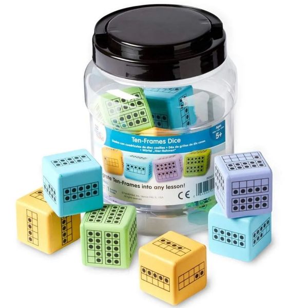 Hand2Mind - Ten-Frames Dice: Early Math Learning Activity - 12pcs