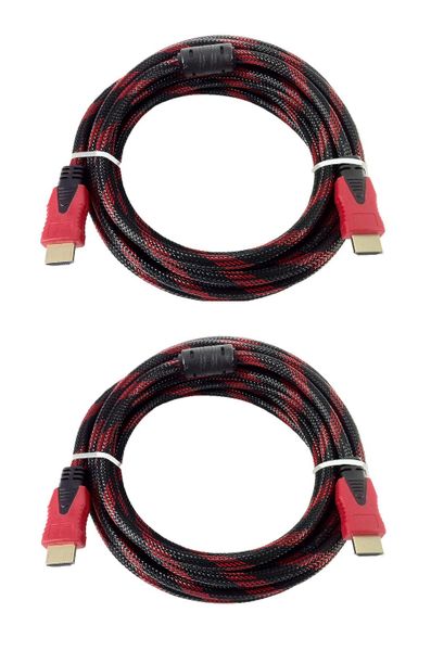 HDMi Cable Braided 5m - Black &amp; Red - 2 Pack