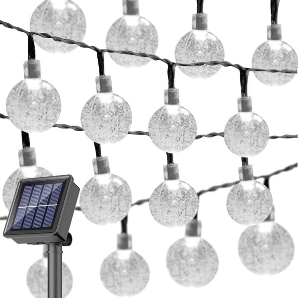 Outdoor Solar String Lights 22.96Ft 50 LED ,Warm White Crystal Ball Lights
