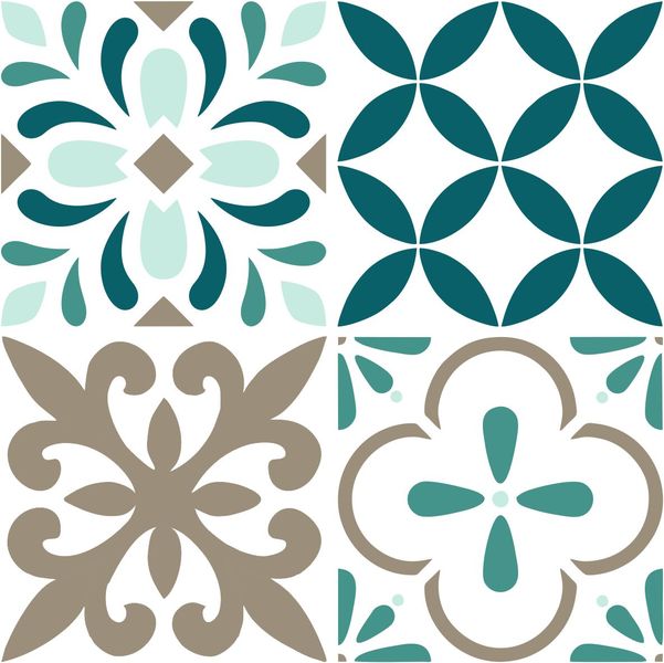 Shades of Green Tile Wall Stickers - Set of 20