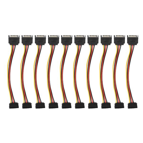 10 Pieces SATA 15-Pin 90 Power Extenders
