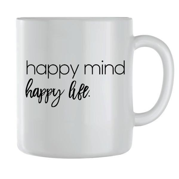 Happy Mind Coffee Mug for Men Women Motivational Saying Graphic Cup Gift143