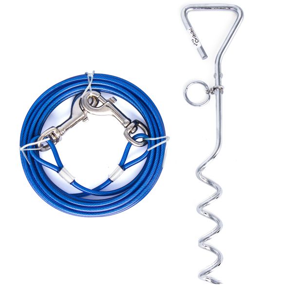 Oribibi - Dog Tie Out Tether Cable &amp; Stake for Garden &amp; Camping (5m)