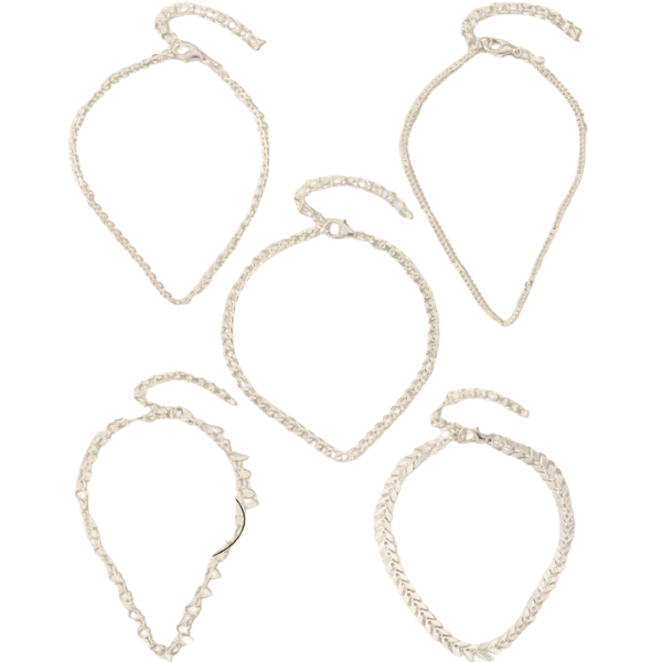 5-Piece Stainless Steel Ankle Bracelet Set