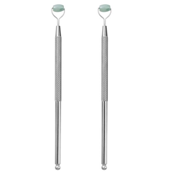 2 Pack - Natural Stone Facial Massage Roller &amp; Massager - Green