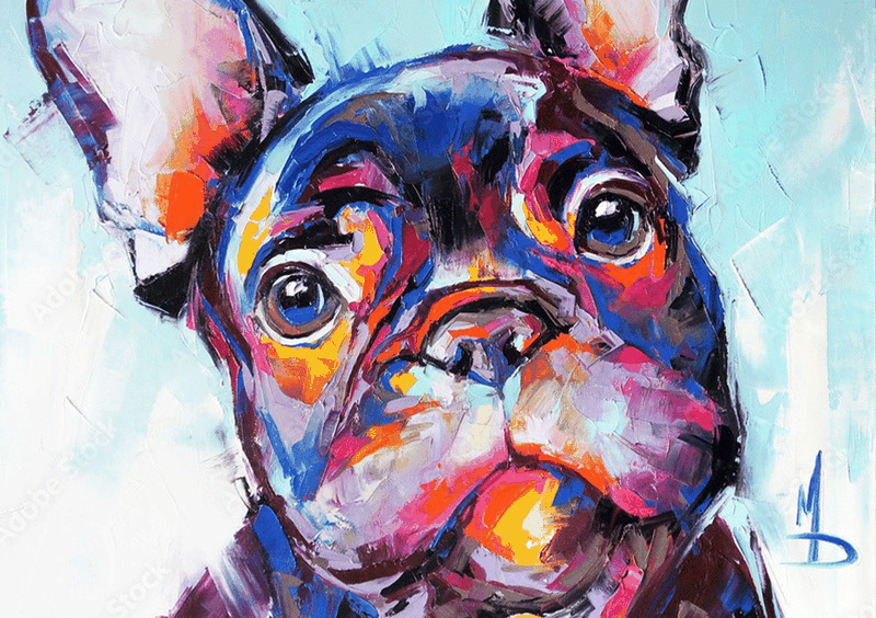 Wall Art Canvas - Oil Painting Portrait of a Dog
