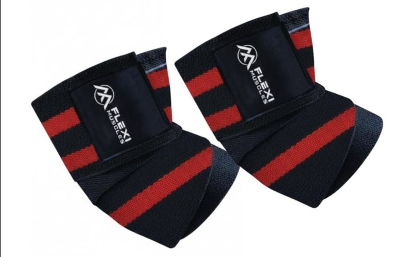 Flexi Muscles - Adjustable Elbow Wraps for Powerlifting and Training - Red