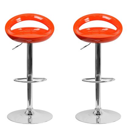 Bar Stools Kitchen Breakfast Chairs Set of 2 Orange Colour