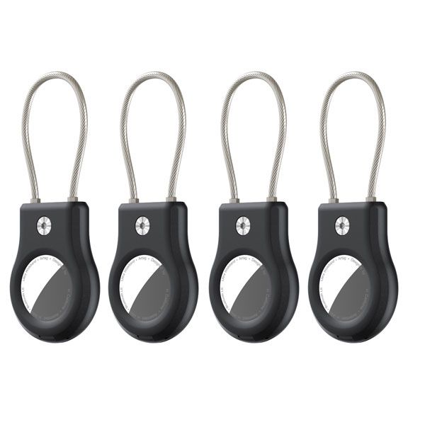 Secure AirTag Holder with Wire Cable &amp; Hex Key Lock for Keychain