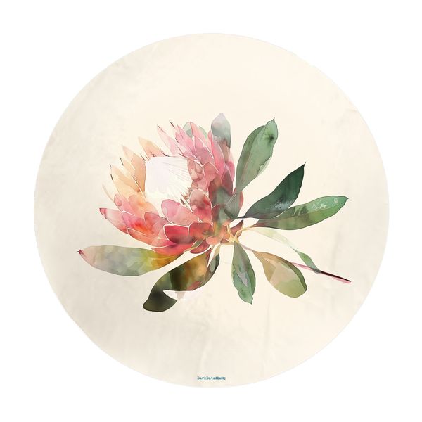Painted Protea Round Tablecloth by Wikus Schalkwyk