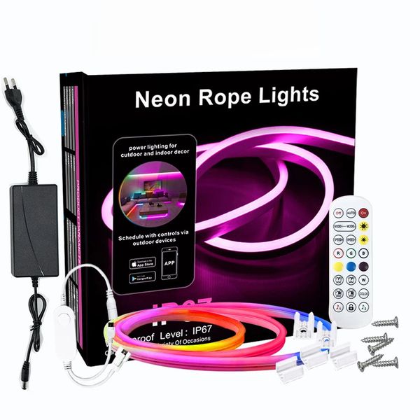 Smart RGB Neon LED Strip Music Sync Flexible DIY Waterproof Ambient Light