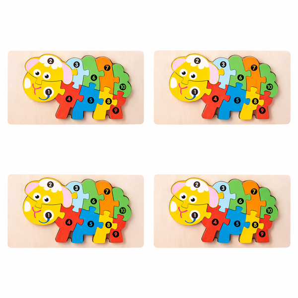 4 Pack - Educational Lamb Building Blocks - Multicolour