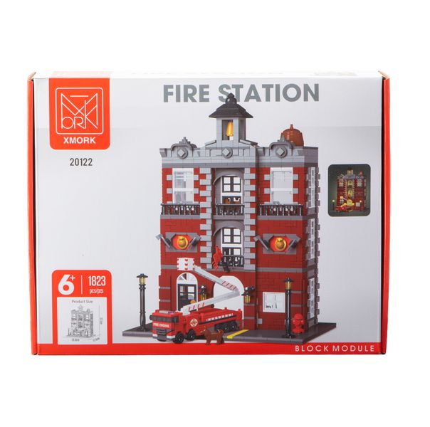 XMork Model Fire Station (1823 Pieces) - 32.1cm Tall