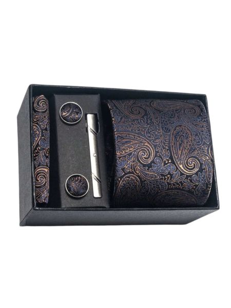 AlanKing Set Tie, Pocket Square &amp; Cufflinks Gift Box For Men