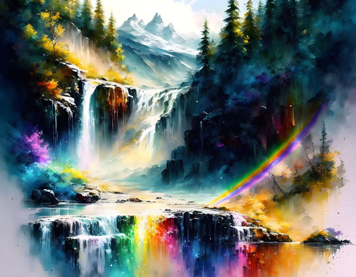 Canvas Wall Art - Snowcapped Waterfall Artwork