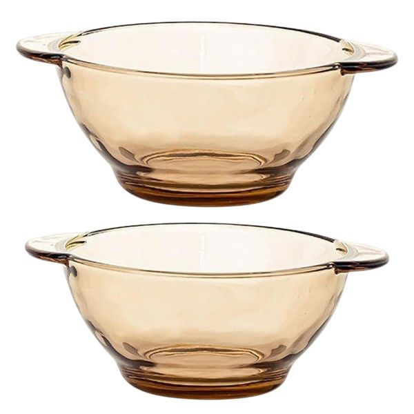 Amber High-Borosilicate Glass Bowl Set - Brown - 2-Pack
