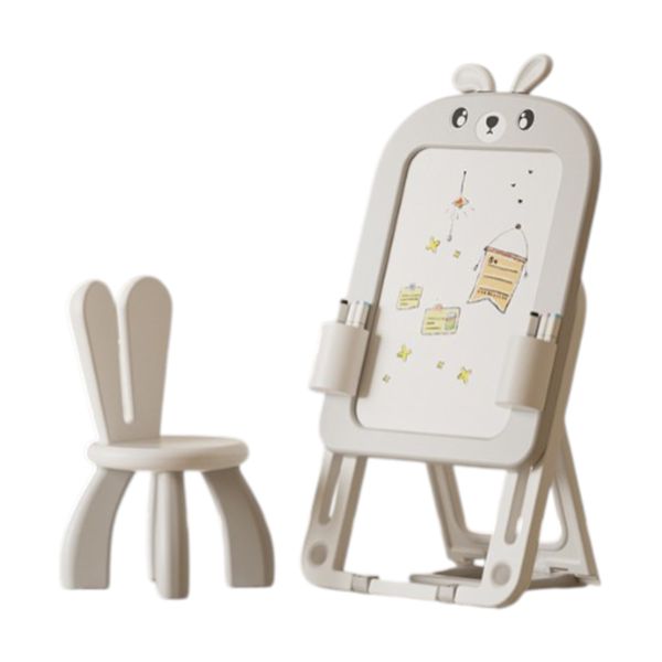 Kids Rabbit Drawing Board &amp; Chair Set Red Blue Adjustable