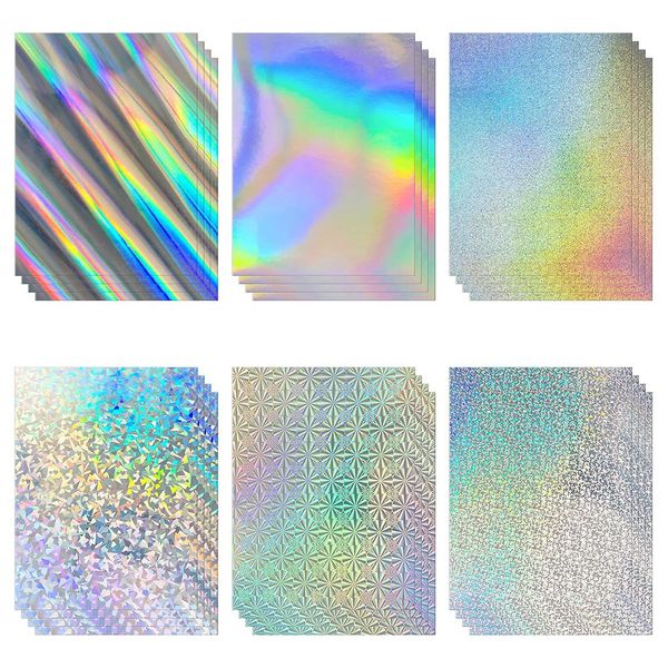 24Sheets Holographic Cardstock 8.5x11In Shiny Iridescent Mirror Paper
