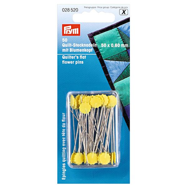 Prym Quilt Flat Head Heat Resistant Hardened Steel Pins with Flower Head