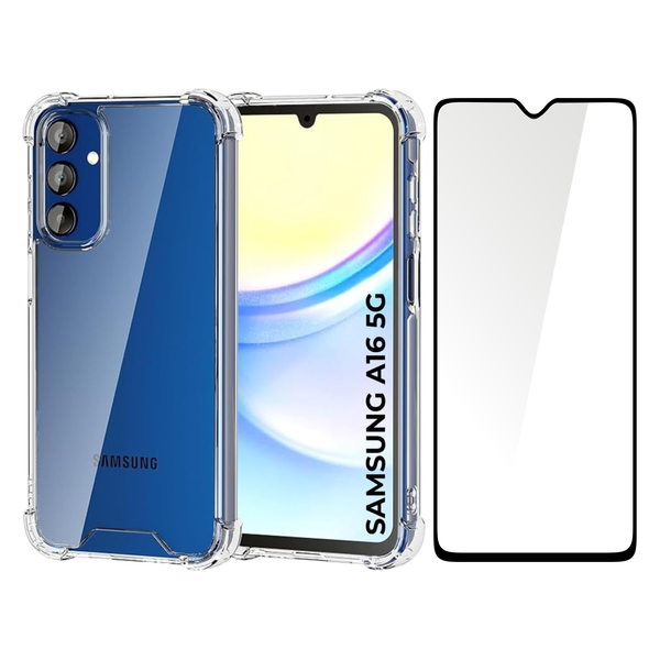 TPU Clear Cover &amp; 9D Glass Combo Compatible with Samsung Galaxy A16