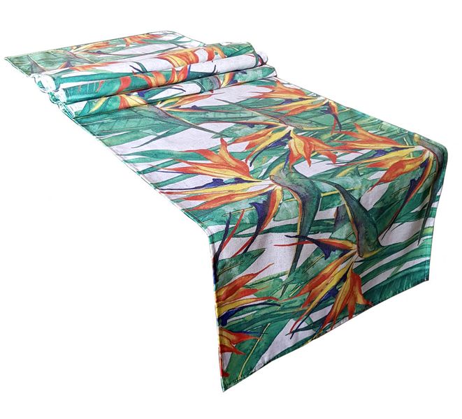 Vintage Strelitzia Flower Table Runner 200x45cm