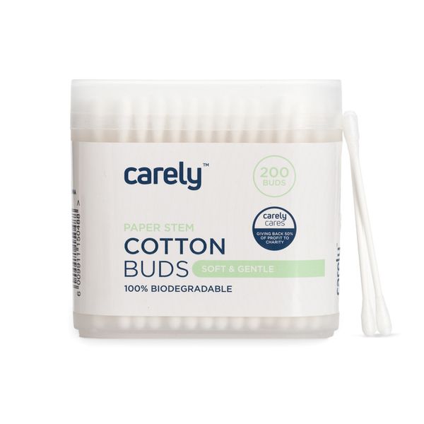 Carely Paper Stem Cotton Buds - 200 Buds (6 Pack)