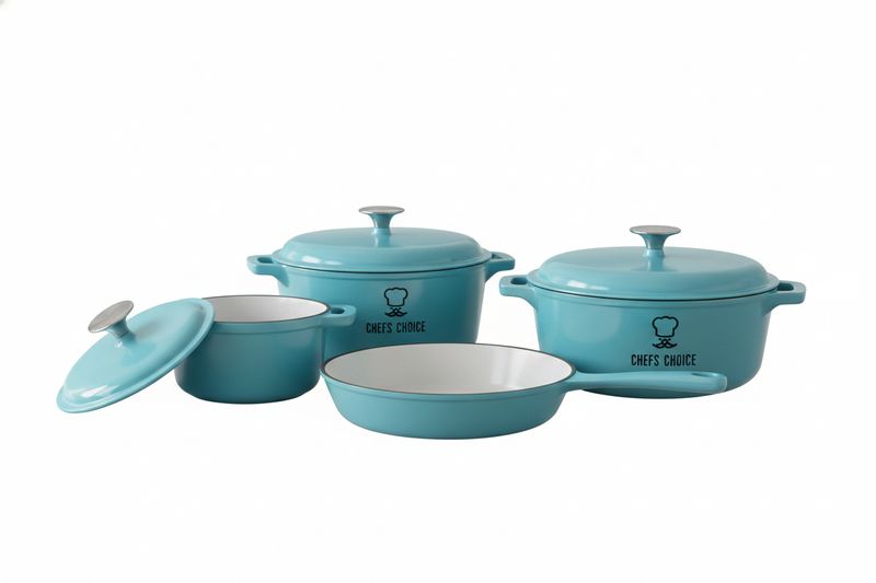 Chefs Choice 7 Piece Cast Iron Dutch Oven Cookware Set