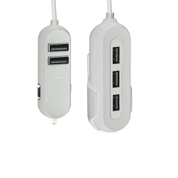 5 Port USB Family Car Charger- Charges Up To 5 Devices