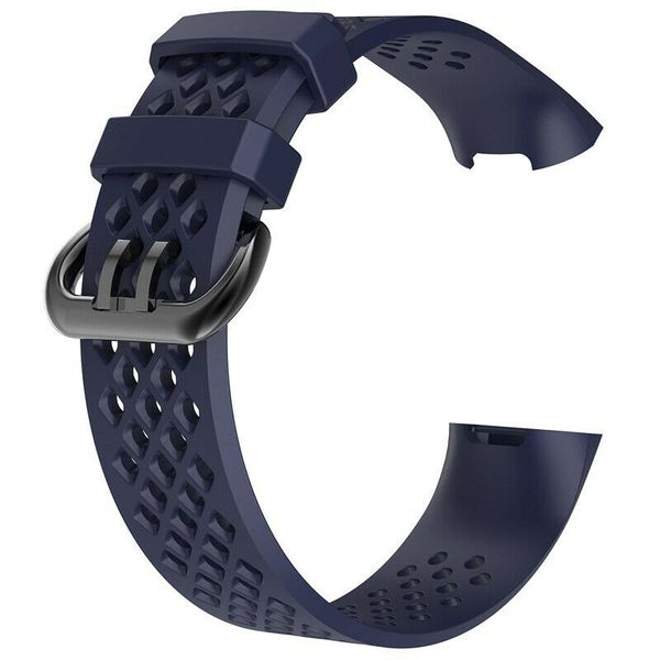 Mesh Silicone Strap Compatible with Fitbit Charge 3/4 (Size:M/L) -Navy Blue