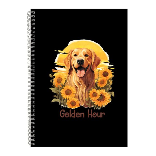 Golden Hour A4 Notebook Spiral Lined Golden Retriever Graphic Notepad 109