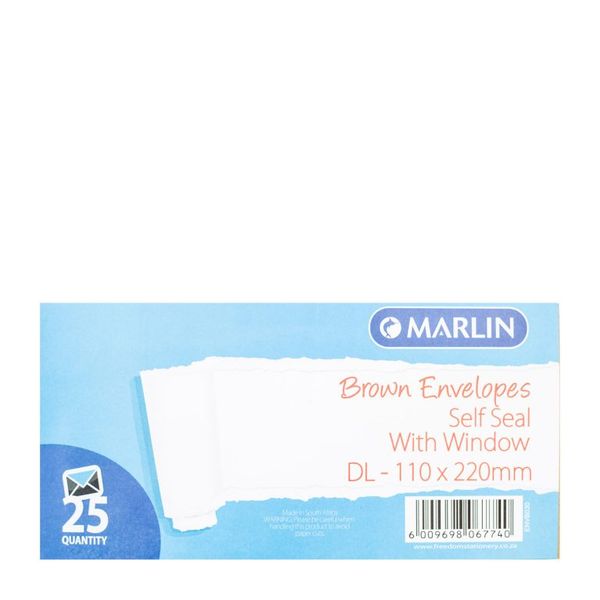 Marlin Envelopes DL White with Window Self Seal 500's