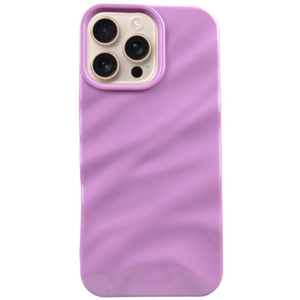 Glossy Wavy Textured Phone Case Compatible With iPhone 16 Pro Max - Purple