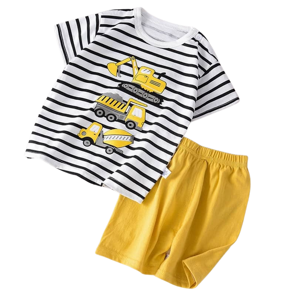 Boys Short Sleeve Summer Pyjamas - Construction Vehicles