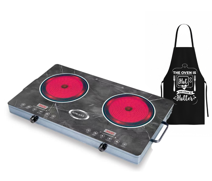 3500W Dual Zone Radiant Cooker | Touch Control Ceramic Hotplate with Apron